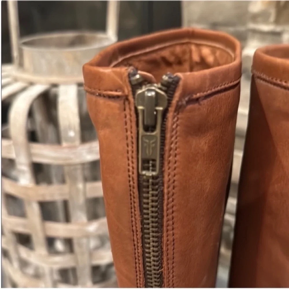 Frye Brown Leather Moto Boots
